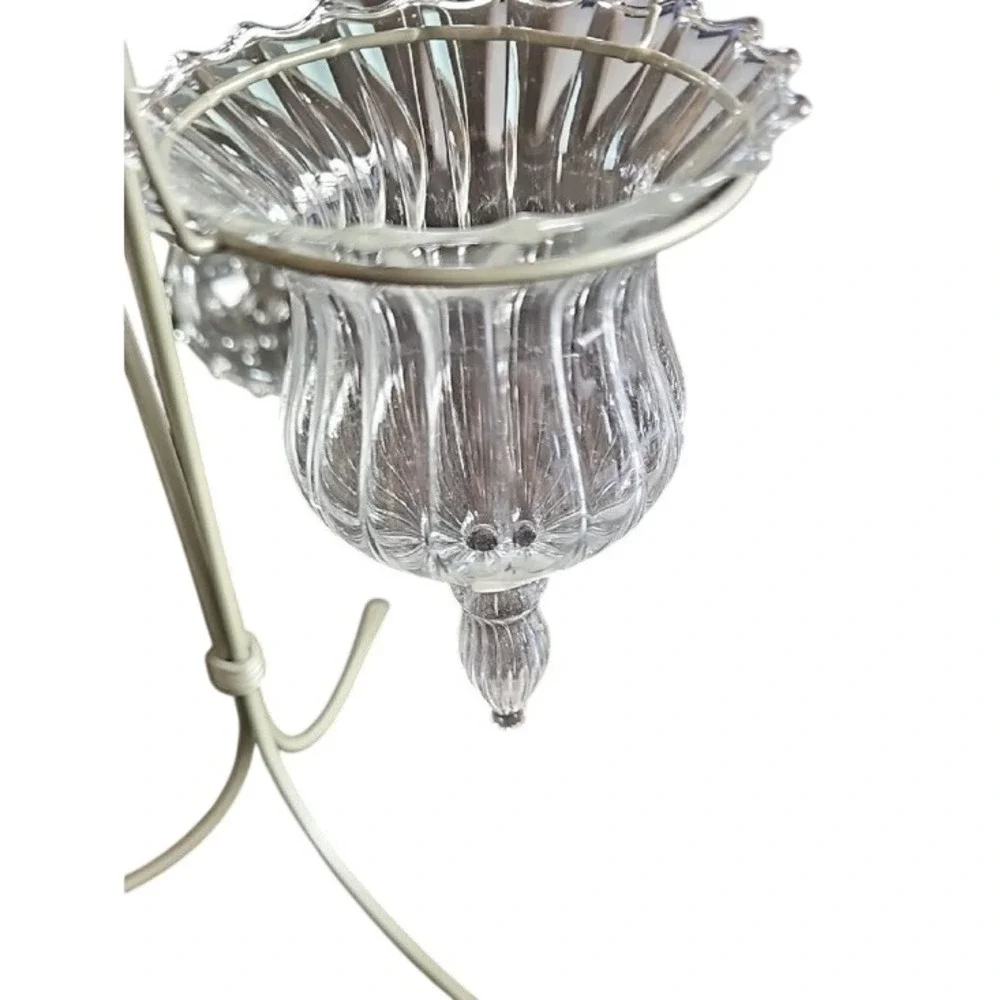 PartyLite 16 Inch Trio Hanging Glass Votive Holder Metal Stand Centerpiece Clear - Picture 6 of 7